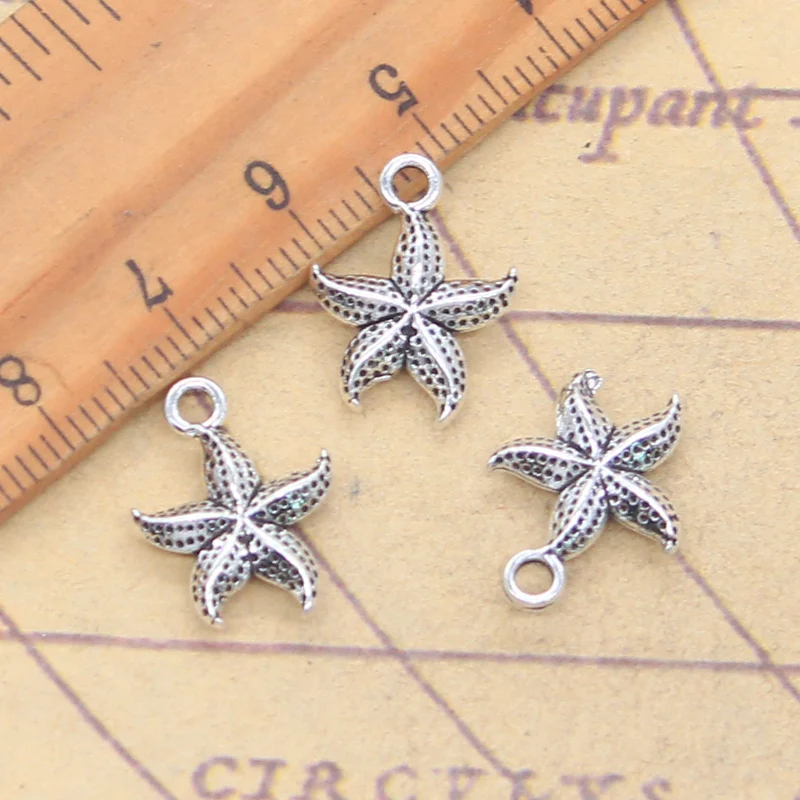 20pcs Charms Starfish Sea Star 17x13mm Antique Silver Color Pendants Making DIY Handmade Tibetan Finding Jewelry