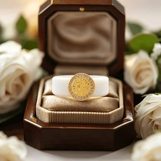 1pc 14K Golden Plated Stylish White Tree of Life Silicone Ring; Hypoallergenic, Waterproof, and Sweat-Resistant