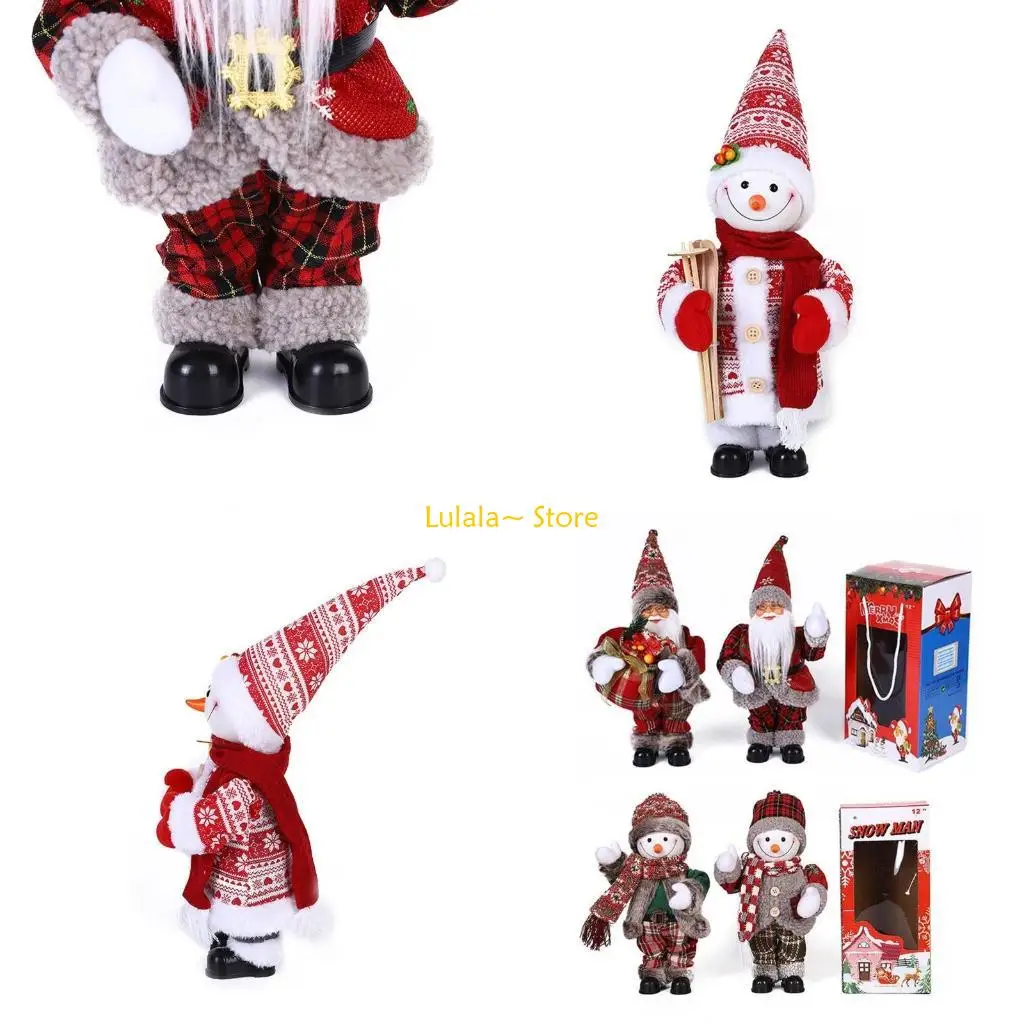 Y4QA – cadeau noël amusant, musique électrique, père noël, poupée, bonhomme neige, jouet pour enfants, ornements d'arbre