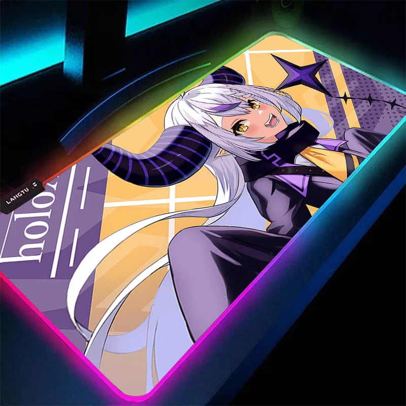 

Mouse Pad Rubber Table Gamer Desk Mat RGB Computer Hololive La Darknesss Keyboard Pad LED PC Gaming Accessories Carpet Mousepad