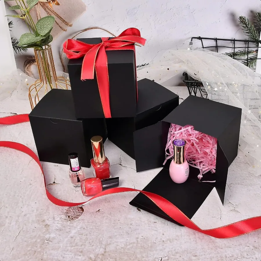 30 Buah Kotak Hadiah Hitam 4X4X4 dengan Tutup Kotak Hadiah Kecil dengan Tutup untuk Hadiah Kotak Suvenir Kotak Kecil untuk Hadiah Proposal Pengiring Pengantin