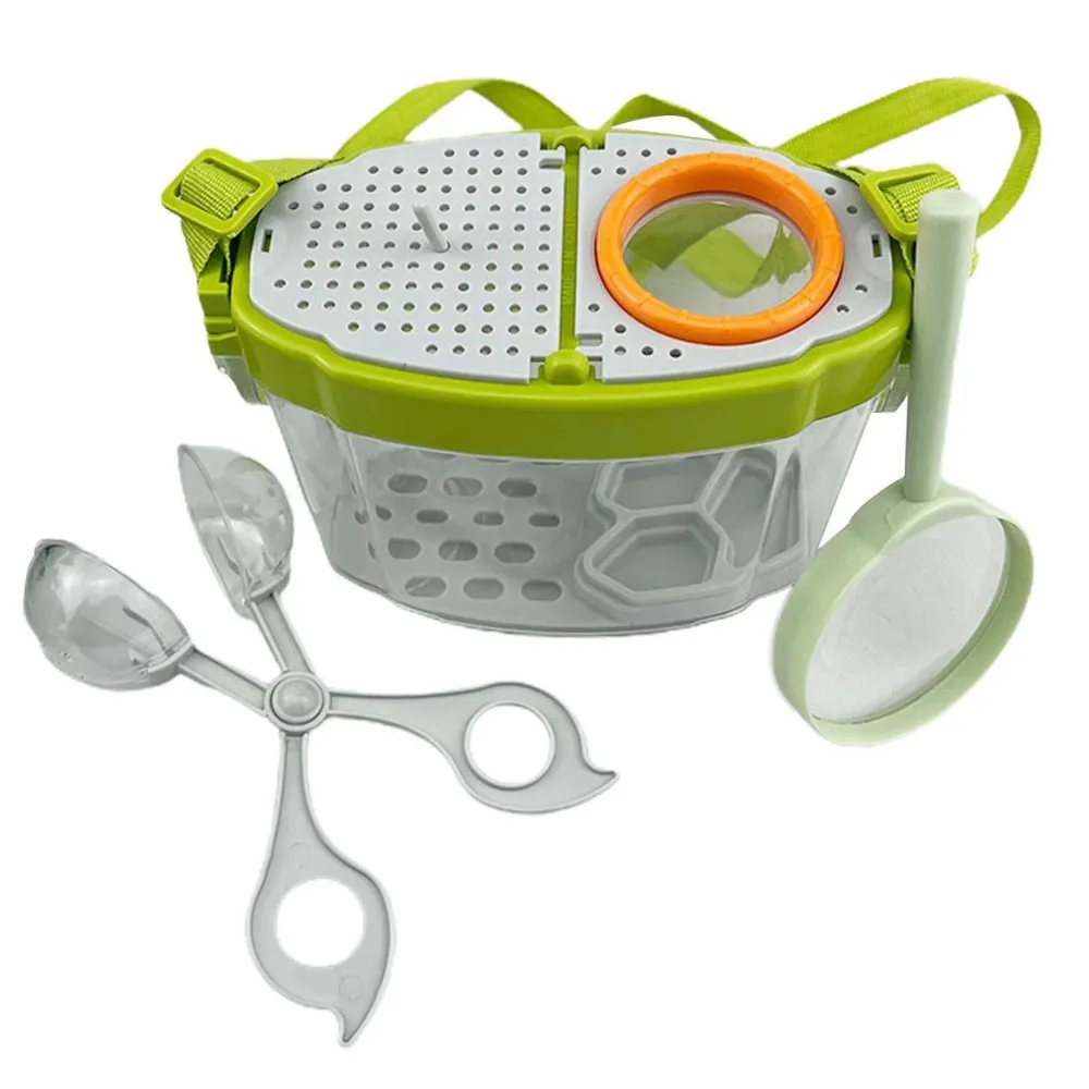 

5X Magnifying Glass Insect Observation Box Kit Adjustable Straps Breathable Silkworms Breeding Tank Transparent Multifunctional