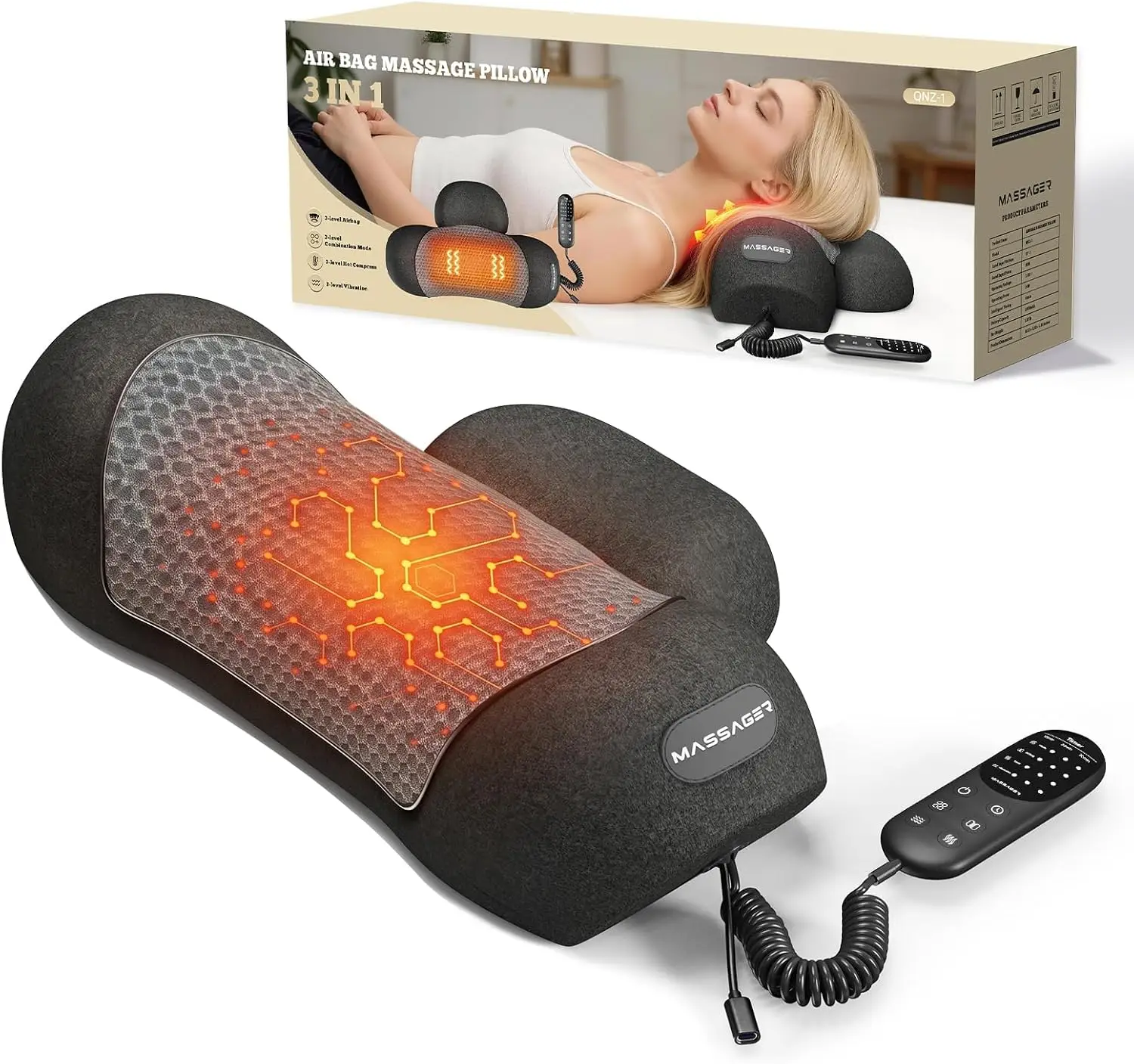 3-in-1 Wireless Neck Massager with Heat, Vibration and Gentle Traction