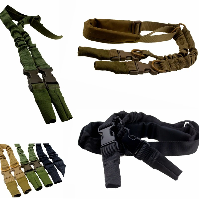 Tactical Adjustable Two Point Multi-mission Gun Sling Rifle Sling Quick Detach QD Bungee Nylon Strap for Hunting Accessories