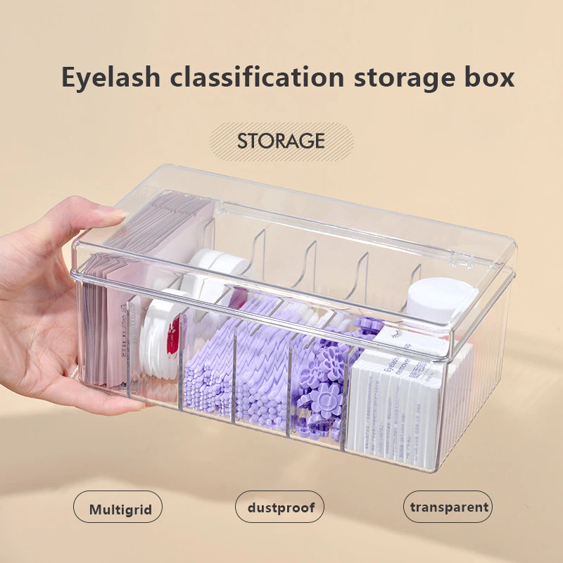 

-Eyelash Extension Tool Storage Box With Cover Lash Accessories Lashes Glue Tweezer Holder Organizer Acrylic Transparent Box-