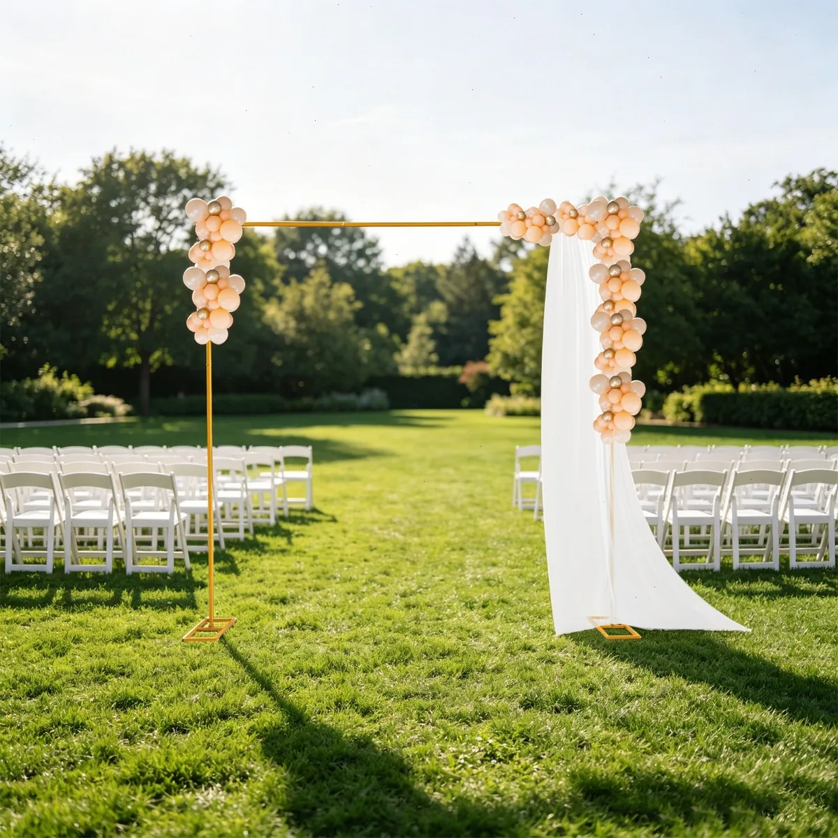Support de mariage, Arche de mariage, Cadre de toile de fond métallique réglable, Support en fer jaune 3x3m, Robuste et facile à assembler, pour la décoration d'événements et de fêtes