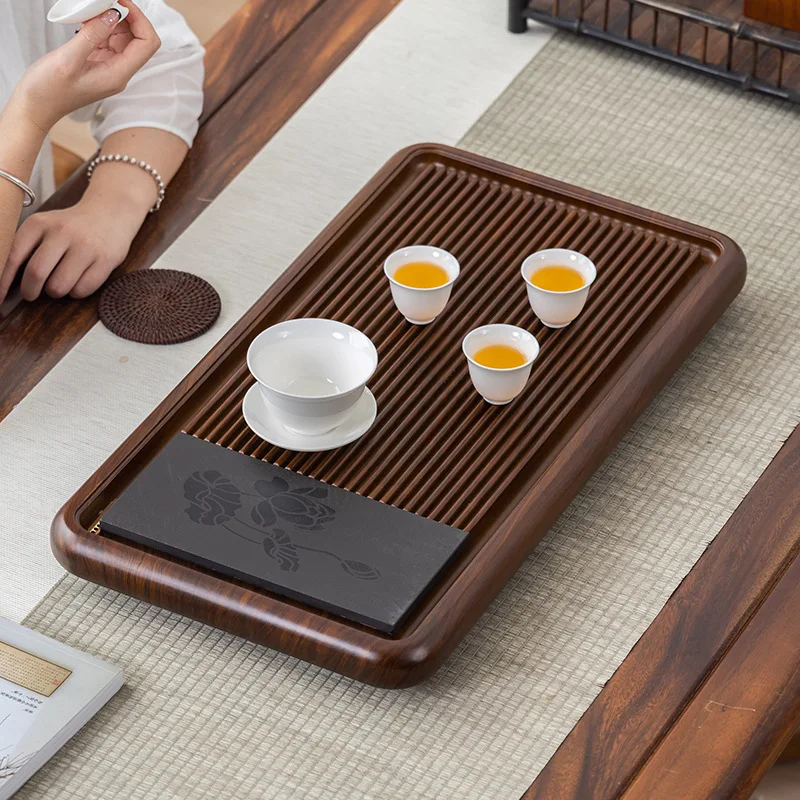 50*32 cm tea tray Solid wood home bakelite small tea table Wujin stone new high-end office kung fu tea set drainage tea sea