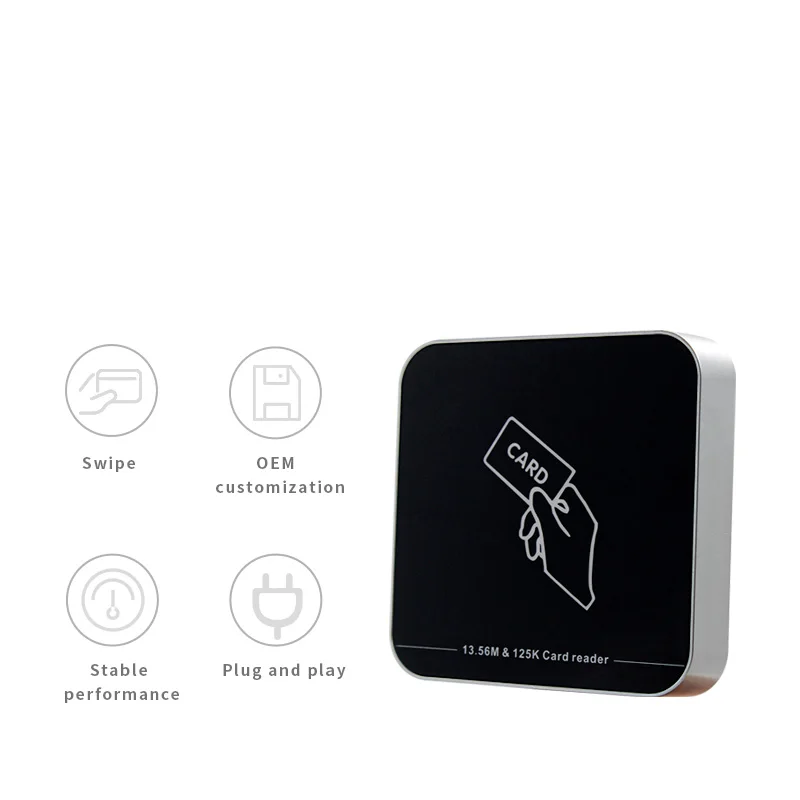 Dual Frequency 125khz 13.56mhz Contactless Smart NFC Card Desktop Reader Plug and Play  Rfid USB Card Reader