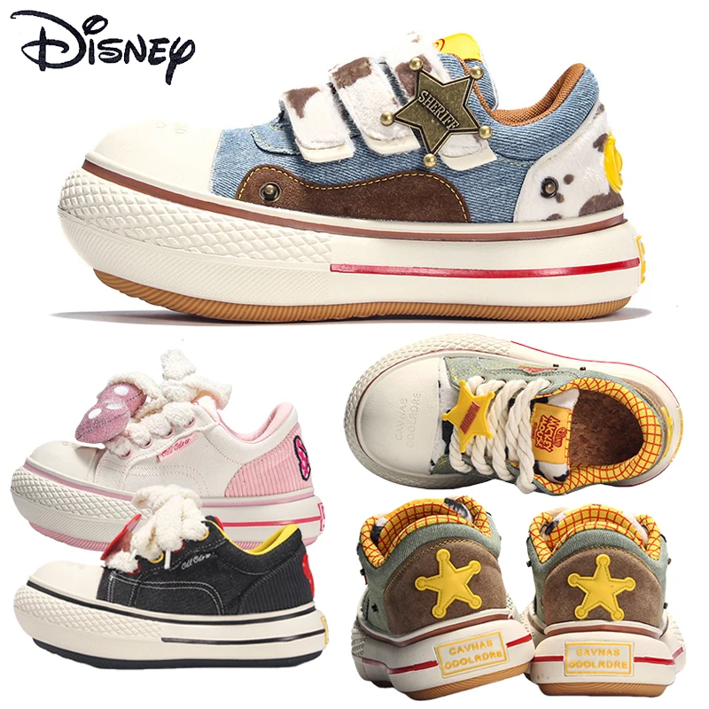 

Disney Series Sneakers for Man Women Fashionable Canvas Shoes Cartoon Mickey Woody Stitch Height-Increasing Casual Shoes Gifts