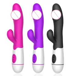 Silicone G Spot Dildo Rose Vibrator Dual Vibration 10 Speeds Female Vagina Clitoris Massager Adult Sex Toys For Women