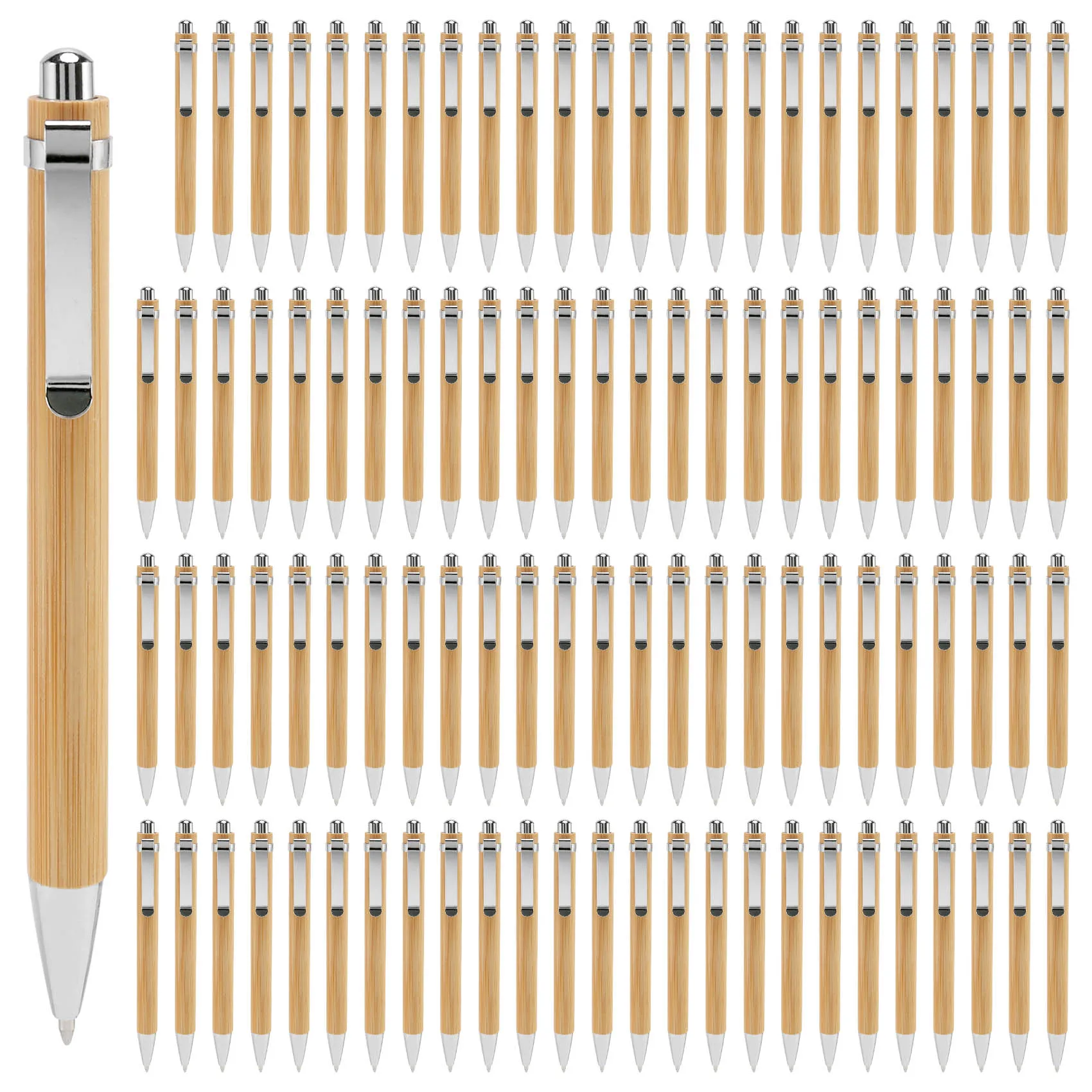 A34M-100 Pcs/Lot Bamboo Ballpoint Pen Stylus Contact Pen Office & School Supplies Pens & Writing Supplies Gifts