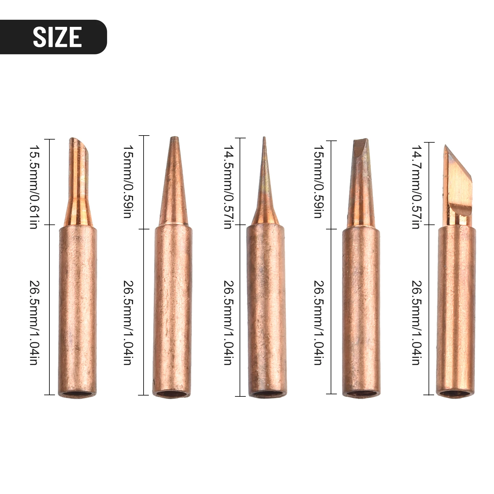 5pcs Professional Bit Copper Iron Tips Set Soldering Iron Tip Copper Gold Multi Type Replacement Household Soldering Accessories