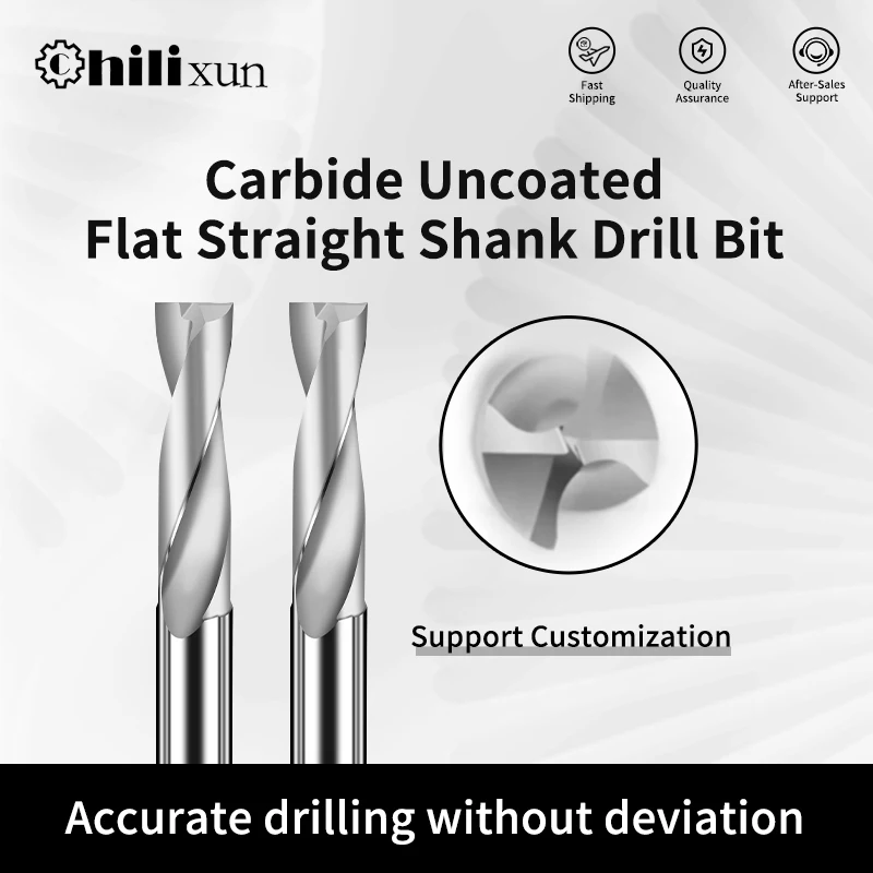 

HILIXUN HRC55 Сверло с твердосплавным дном и плоским дном, без покрытия, 90 ° Точечный угол, прямой хвостовик для ЧПУ