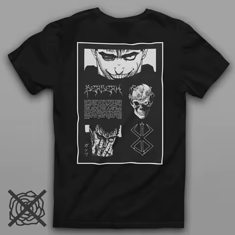 Griffith Casca Japanese Anime Berserk Guts Black Swordsman Man Slayer T-Shirt