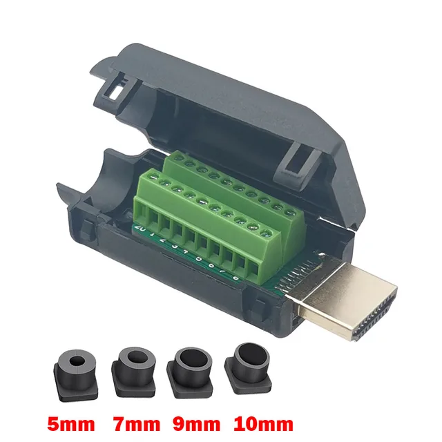 1 szt. DIY kompatybilny z HDMI męski 19-pinowy adapter złącze wtykowe zaciski Breakout złącze bezlutowe z pokrywą 19P wtyczka HD