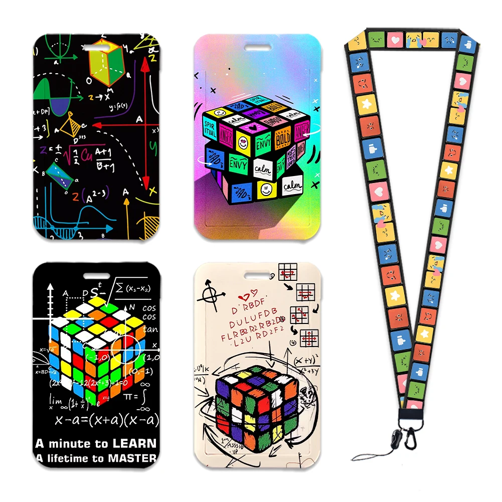 Cube Design Lanyard For Keys Chain ID Credit Card Cover Bus Card Holder Charm Campus Badge Holder for Student Personalized Gift