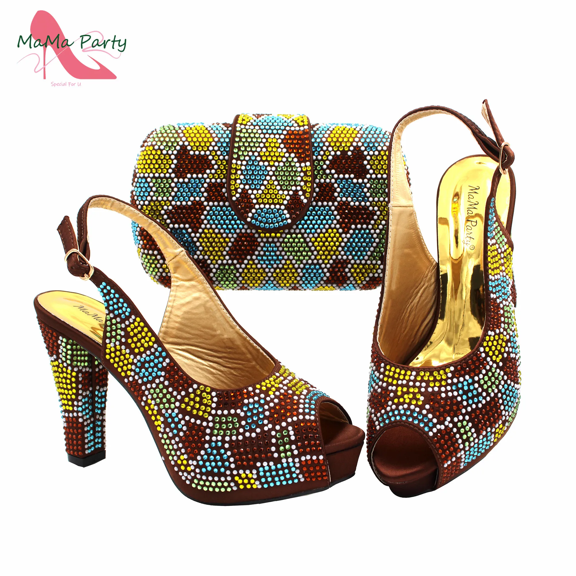 2023 New Autumn Design Italian Women Shoes and Bag to Match in Coffee Color High Quality Pumps for Wedding