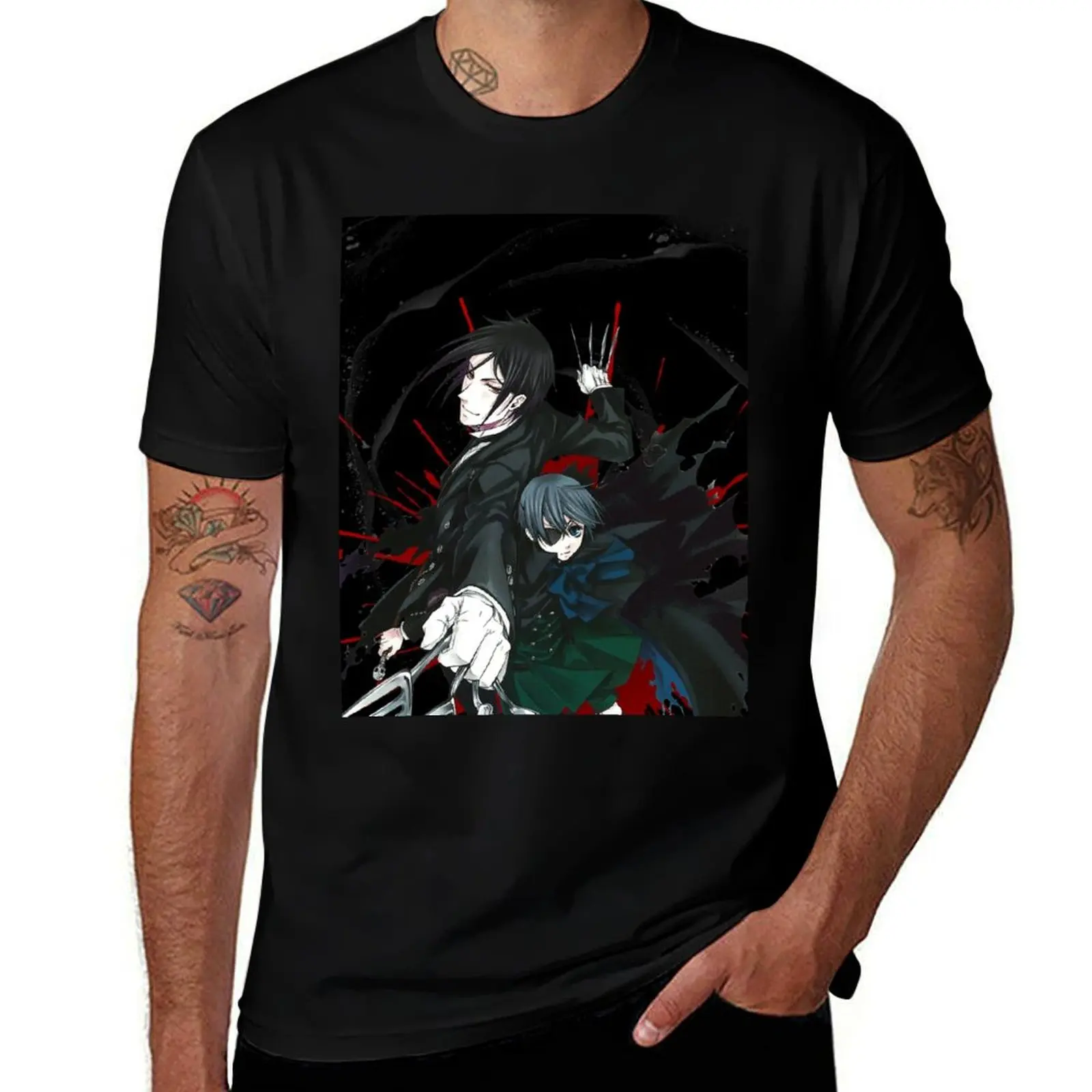 

Ciel and Sebastian Black Butler T-Shirt printed t shirts for man t shirts for man cotton T-shirt