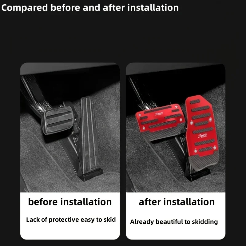 Universal Racing Car Sports Manual Automatic Clutch Gas Brake Foot Mat Set Nonslip Pedal Pads Cover Aluminium Alloy