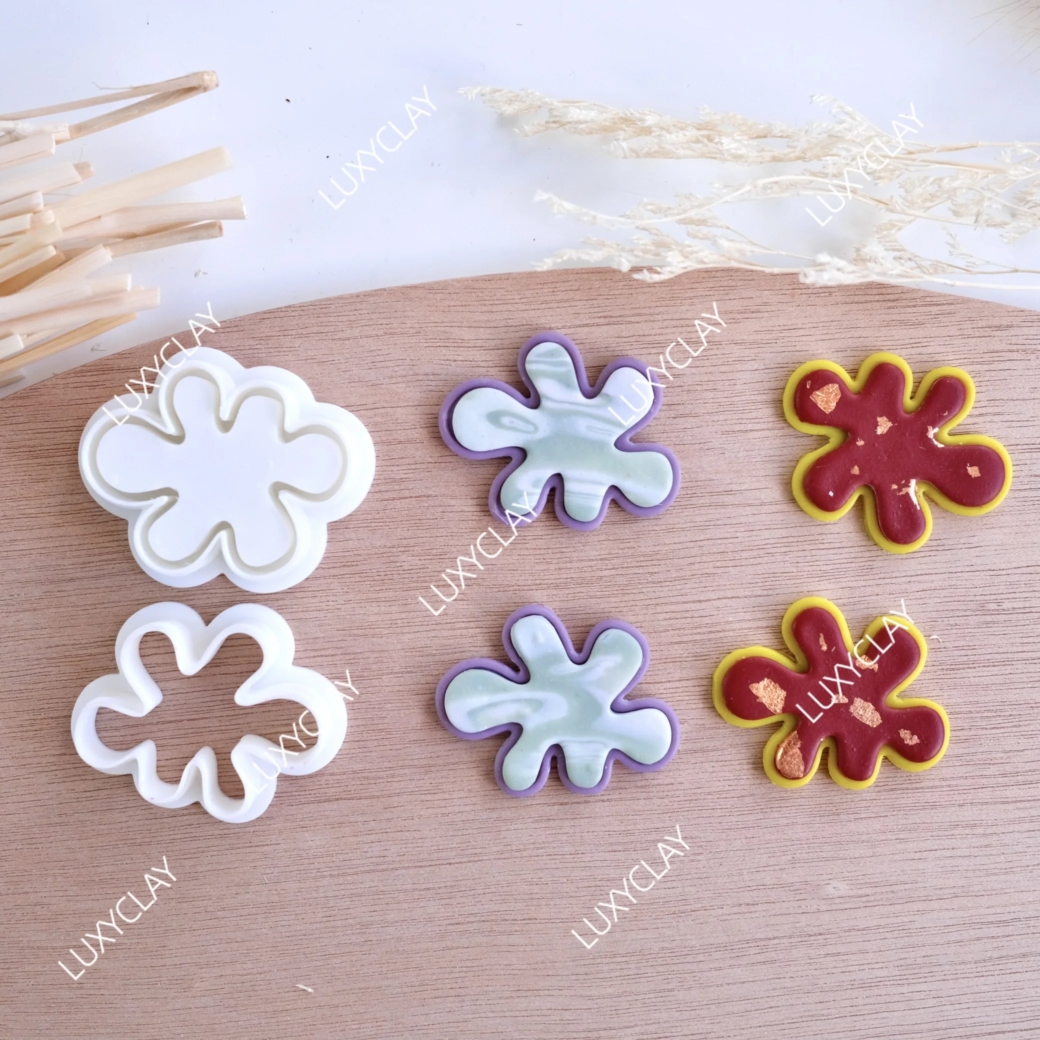 2pcs/set Embossed Coral Combo Clay Earring Cutters, Summer Beach Coral Shape Polymer Clay Cutter Molds for Jewelry Making