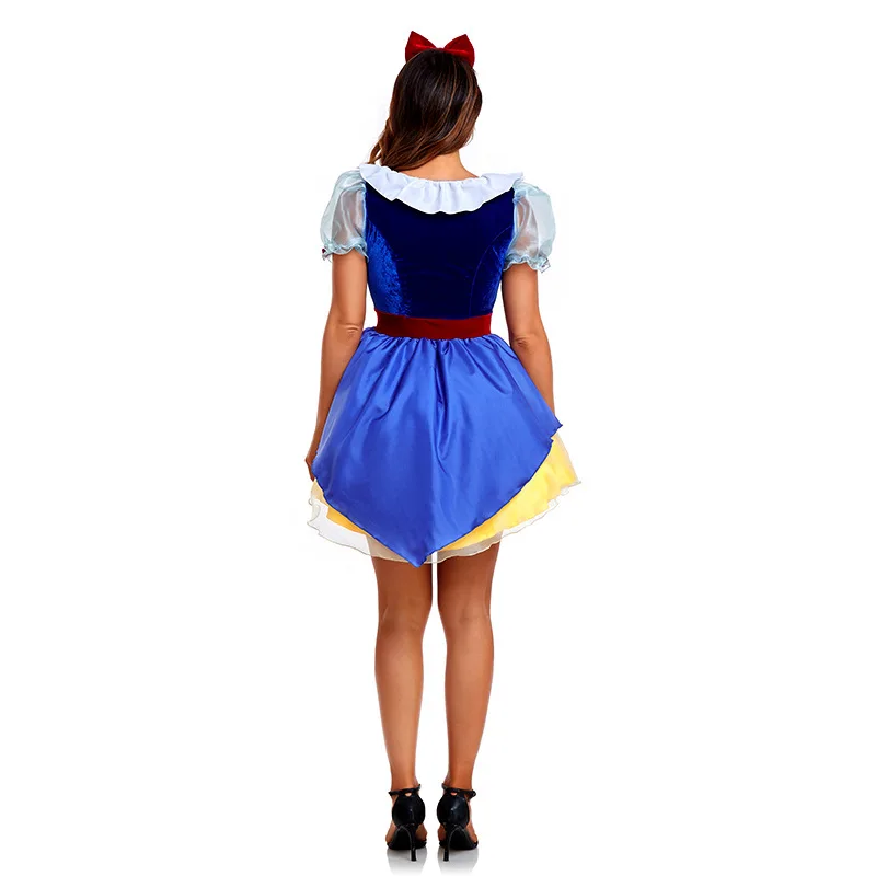 Fantasia de halloween, saia longa, performance de dança, branca de neve e sete anões, roupa de cosplay, roupa étnica tradicional feminina