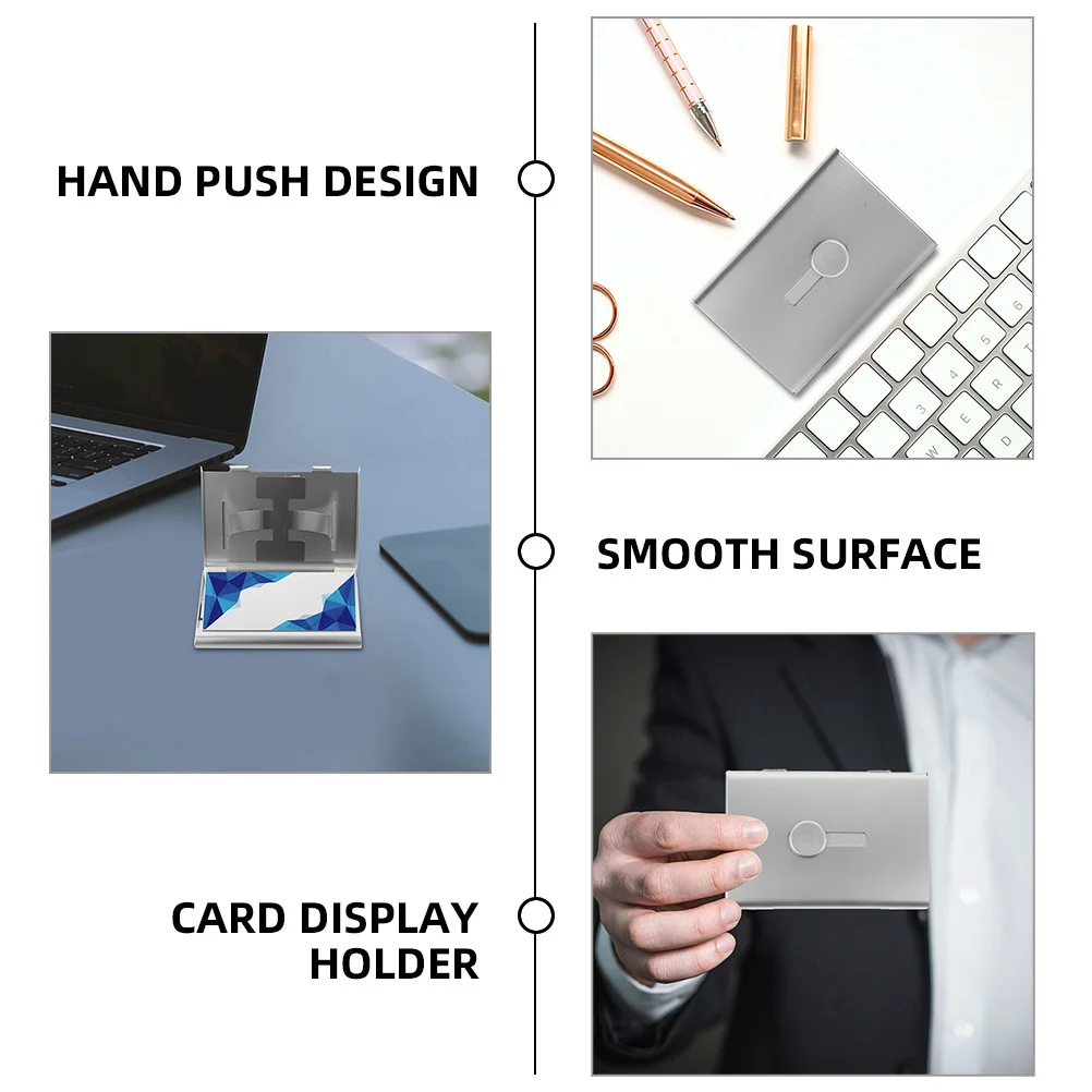 

2pcs Business Card Box Slide Out Metal Card Holder Office Container Portable Cards Organizer Storage Case For Visiting Index