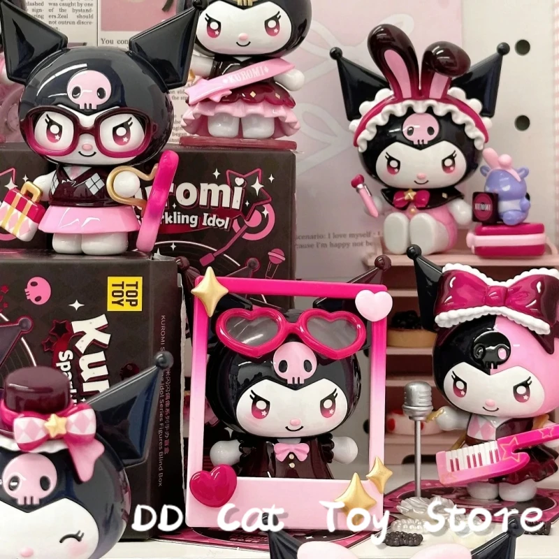متوفر في المخزون حقيقية Toptoy سانريو كورومي إثارة المعبود سلسلة صندوق أعمى Kawaii Kuromi عمل الشكل مفاجأة صندوق عيد الميلاد هدية عيد الميلاد