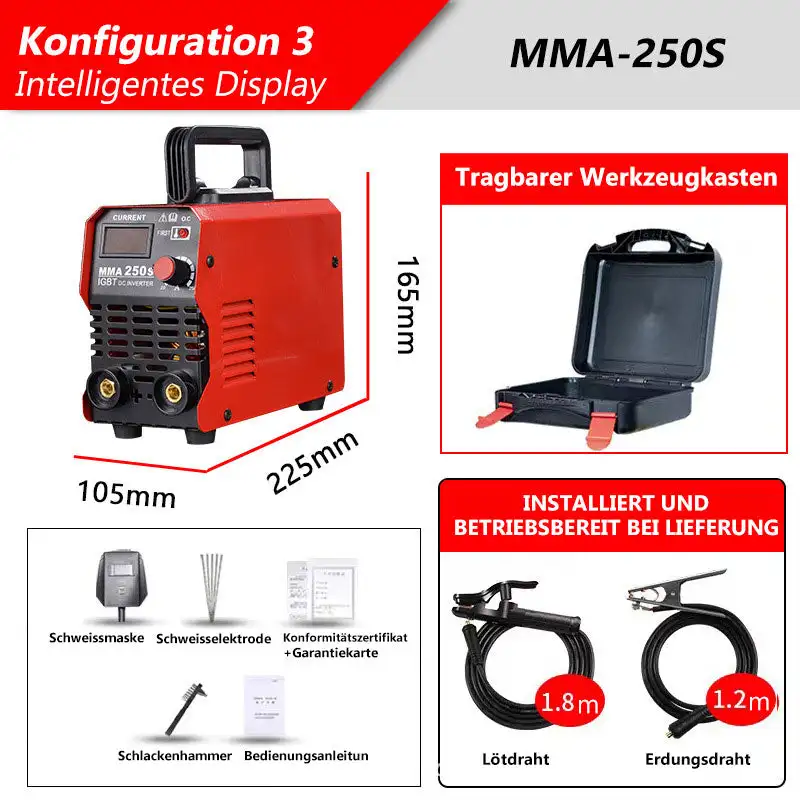 MMA250 Mini Welding Machine Inverter Electric Welding Machine 220v Adjustable Current 20-250A Handheld Arc Welder Equipment