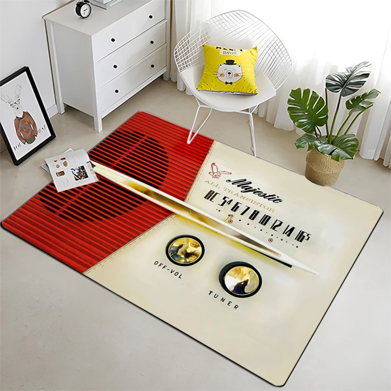 Vintage Cassette Music UnSlip Area Rug for Living Room,Bedroom,Playroom,Kitchen,Door,Prayer Floor Mat Decor Carpet Gift Alfombra
