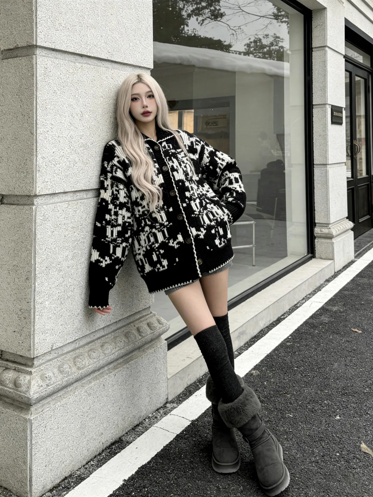 

Autumn Winter High Ne Knitted Cardigan Color Blo Retro Korean Sle Women's Faionable Sweater Coat Thi Warm Long Sve