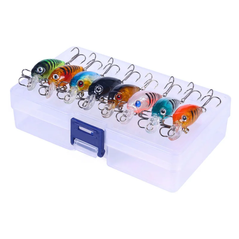 ,Fake Fishing Lure Fake Bait Small Fat Rocker Fake Bait4.5cm/4gFloating Micro Lure with White Stripes for Bass Fishing