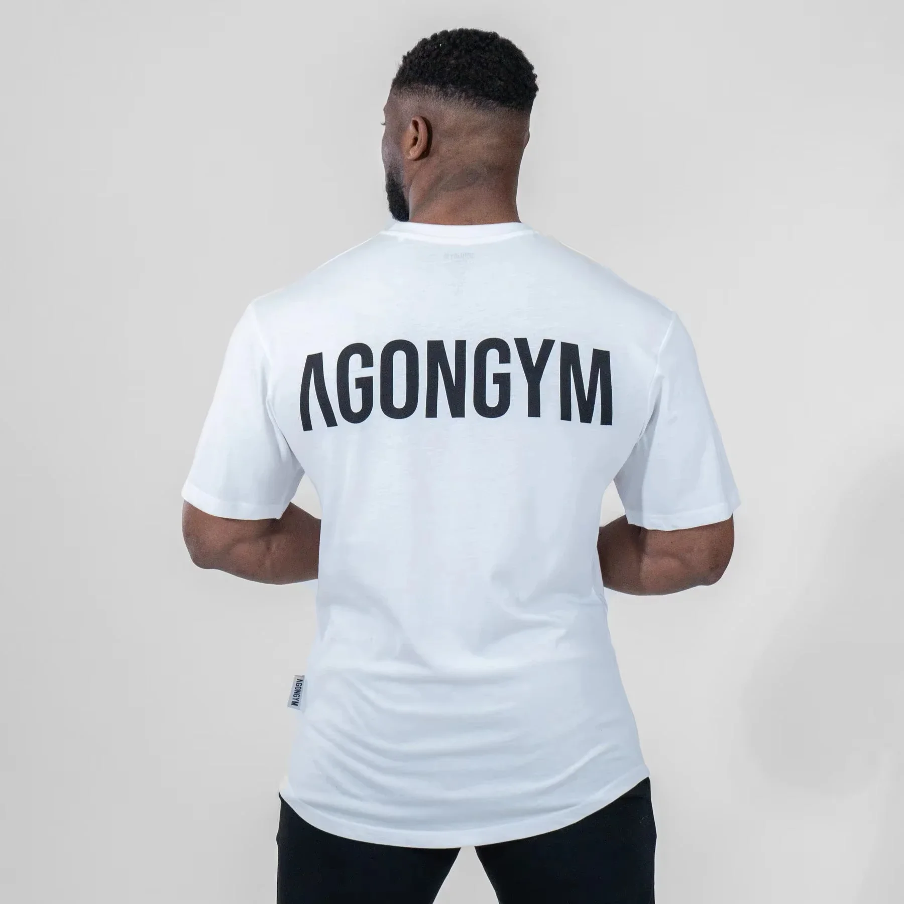 

Gym Fitness Agongym Bodybuilding Oversized Loose T-shirt Cotton Men's Muscle Short Sleeve Gym Men's Running Exercise T-shirt Top