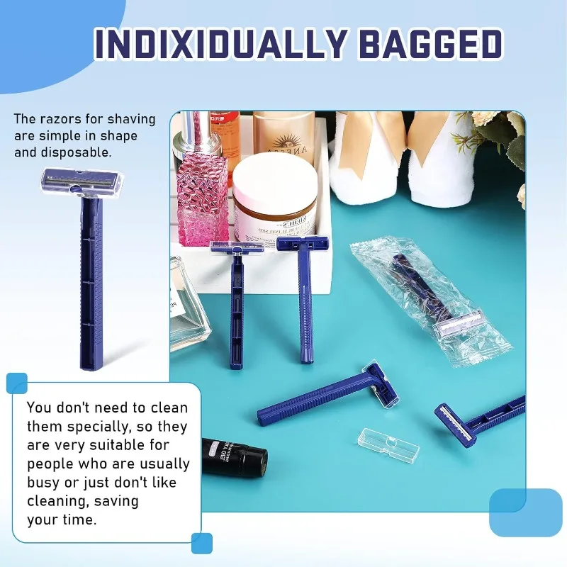 Chumia Twin Blade Razors for Men Stainless Steel Disposable Razors Men Bulk Plastic Shavers Multipurpose Portable