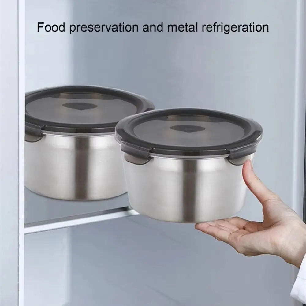 

Утолщенная коробка для хранения свежести из нержавеющей стали, герметичная коробка для консервации пищевых продуктов, удобная круглая коробка для хранения в холодильнике