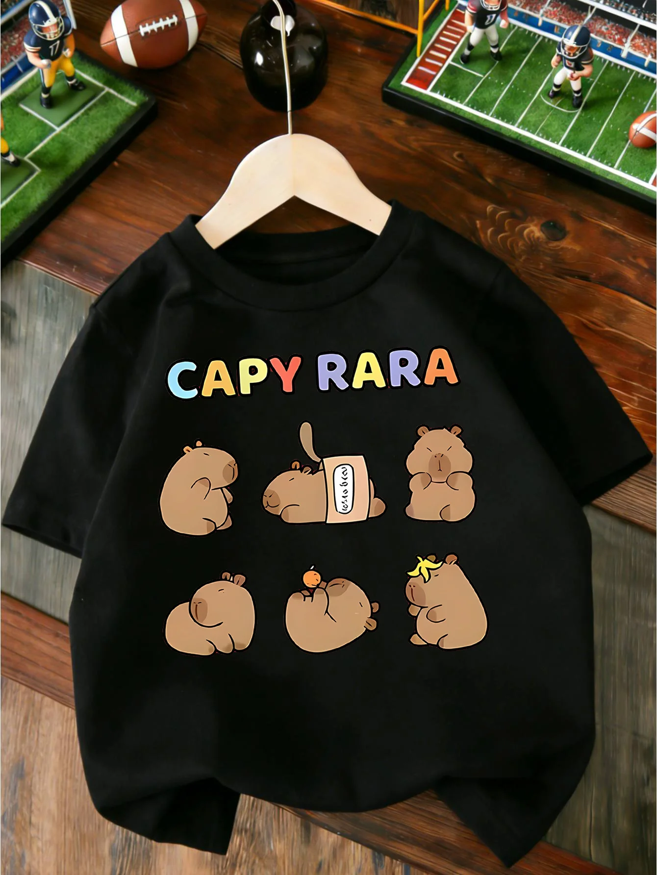 Capy Rara Multiple Cute Capybara Cartoon Print T Shirt Boys Girls Lovely Short Sleeve Tee Family Matching Kids Cotton Tops