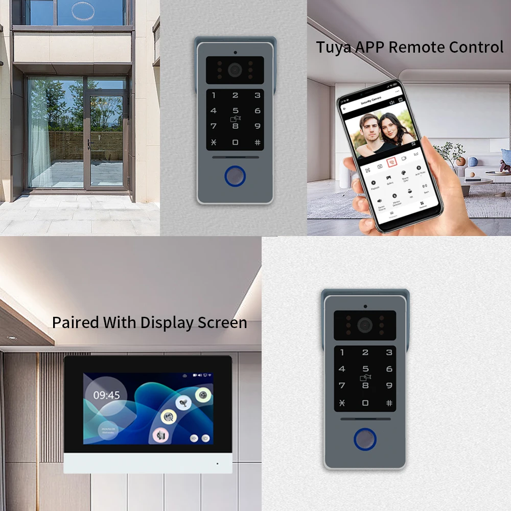 Sistema di campanello video Wifi a 2 fili Tuya App, citofono con telecamera visiva per porta 1080P, touch screen da 7/10 pollici, videocitofono domestico per villa