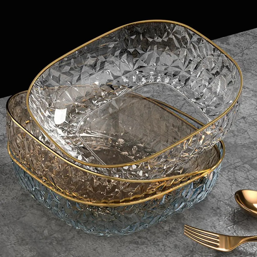 Fruit Dish Translucent Plate Elegant Translucent Diamond-texture Fruit Plate Versatile Countertop for Capacity for Home