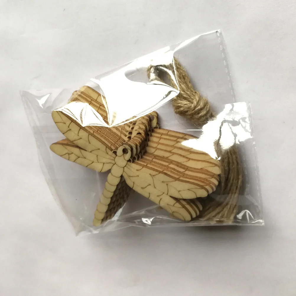 

10Pcs Wooden Dragonfly Hanging Decor Vintage Shape Gift Tags for DIY Craft Wedding Party Scrapbooking Embellishments