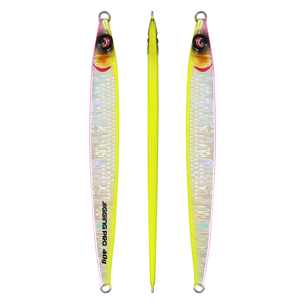 JIGGING PRO Sardine Slider Jigging Köder UV Shore Long Cast Metall Jig 40g 60g 80g 100g Salzwasser angeln Köder Künstliche Köder