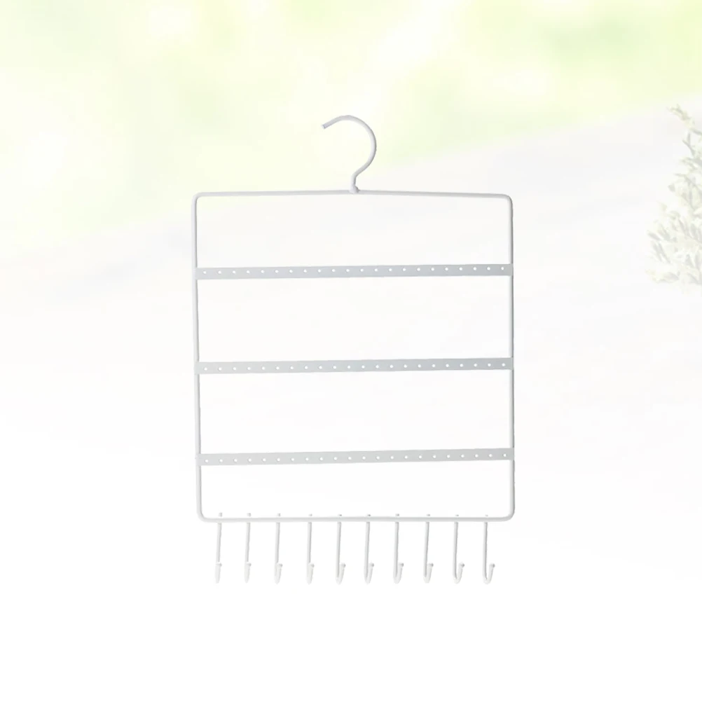 Stojak na kolczyki, 3-poziomowy, metalowy, wolnostojący lub do montażu na ścianie, organizer na biżuterię dla kobiet, biały.