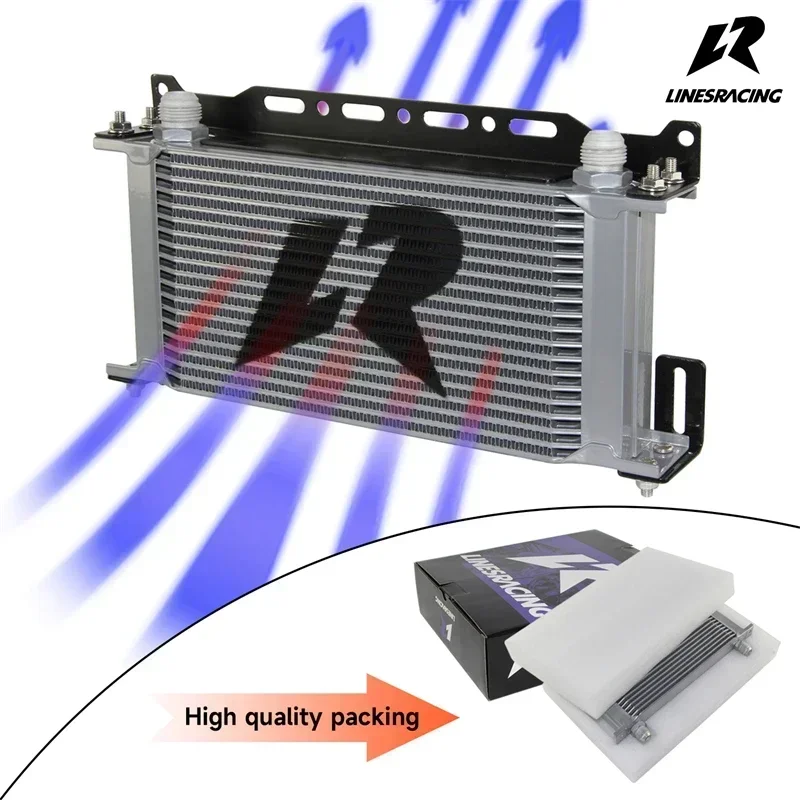 19 Row Oil coolerLR AN10 Engine +Mounting Bracket Mocal Type Kit 248mm Universal Engine Black/Silver Aluminum