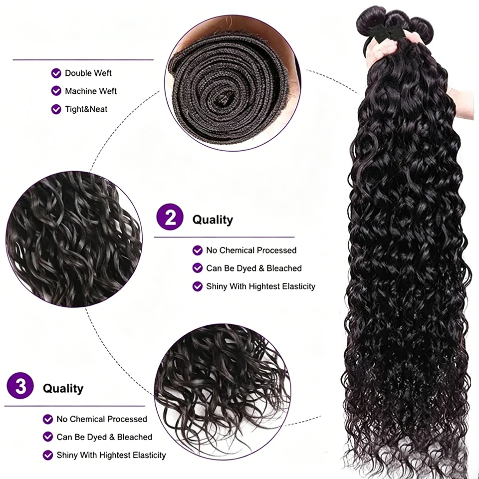 Brazilian Water Wave Hair Bundles Remy Human Hair Extension Natural Color 1/3/4 Bundles Loose Wave Hair Bundles Loose deep Burmese Curly Spiral Curls Double Weft Remy Natural Human Hair Bundles Extensions Top Quality Raw Hair Weave Bundles Vietnamese Hair