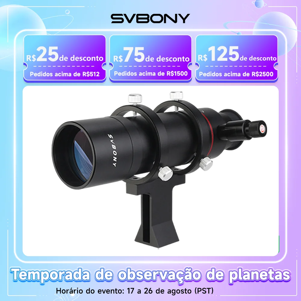 Telescópio Astronômico SVBONY SV208 com Lente de Busca Iluminada 8x50 e Imagem Correta