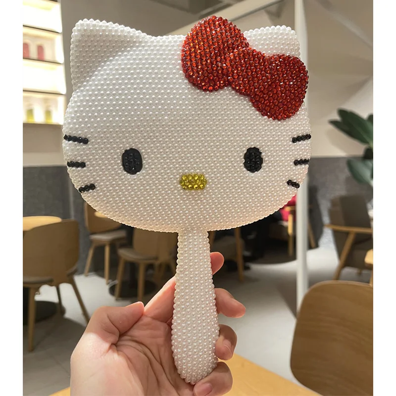 Kawaii Sanrioed Anime Hello Kittys My Melody Fashion Portable Rugged DIY Handheld Vanity Mirror Christmas Birthday Gifts