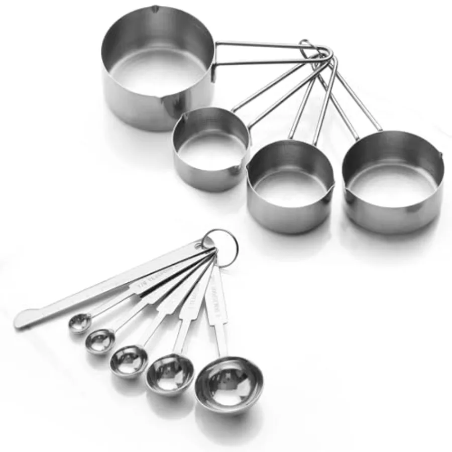 

Набор из 10 мерных чашек и ложек из нержавеющей стали для домашней выпечки, можно мыть в посудомоечной машине, кухонные инструменты