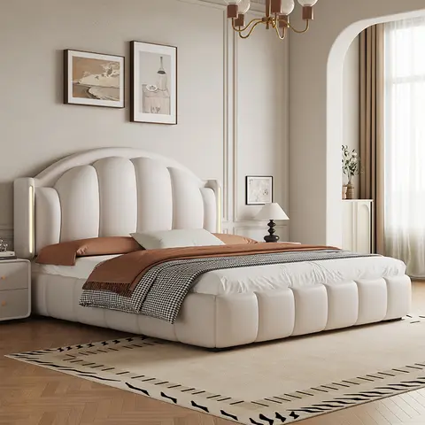 머리판 프레임 더블 침대 장식 나무 킹 사이즈 트윈 더블 침대 조명 럭셔리 하우스 Letto Matrimoniale 침실 가구 머리판 프레임 더블 침대 장식 나무 킹 사이즈 트윈 더블 침대 조명 럭셔리 하우스 Letto Matrimoniale 침실 가구