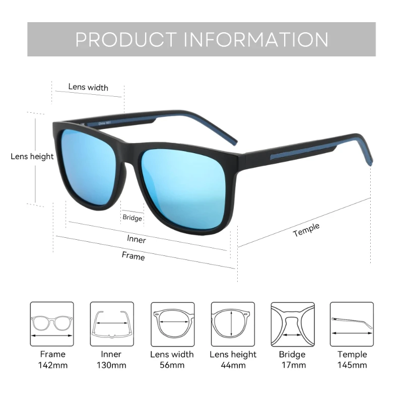 نظارات شمسية مستقطبة جديدة من BLUEMOKY خفيفة الوزن بإطار TR90 مربع للجنسين UV400 نظارات رياضية واقية لركوب الدراجات في الهواء الطلق