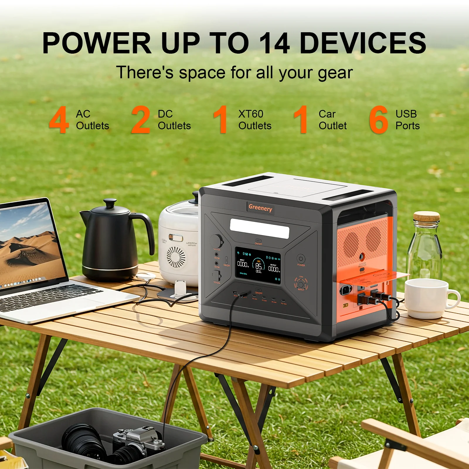 Greenery Energy Station G2500 Portable Power Accumulator Powerful Solar Charger Emergency Kit Adjustable Trolley Outdoor Camping