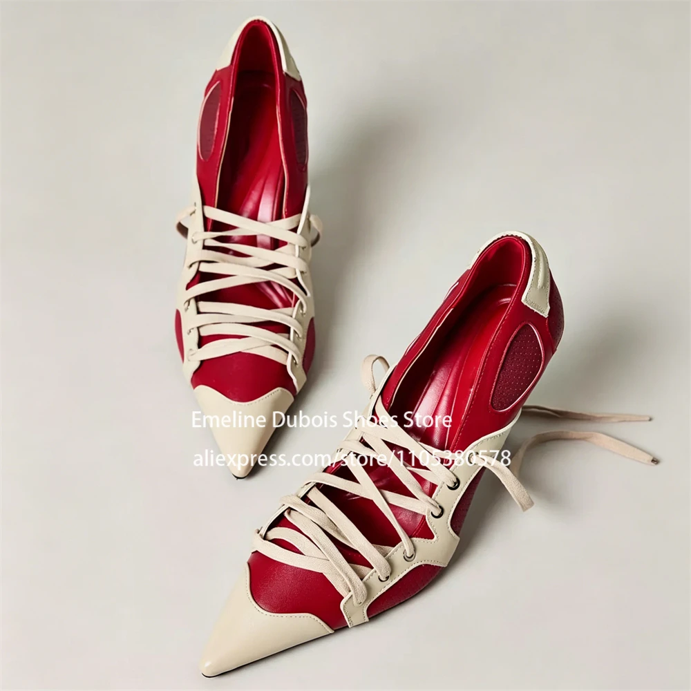 Red Beige Color Block Sporty S - огляд і ціна Pump Heel Block