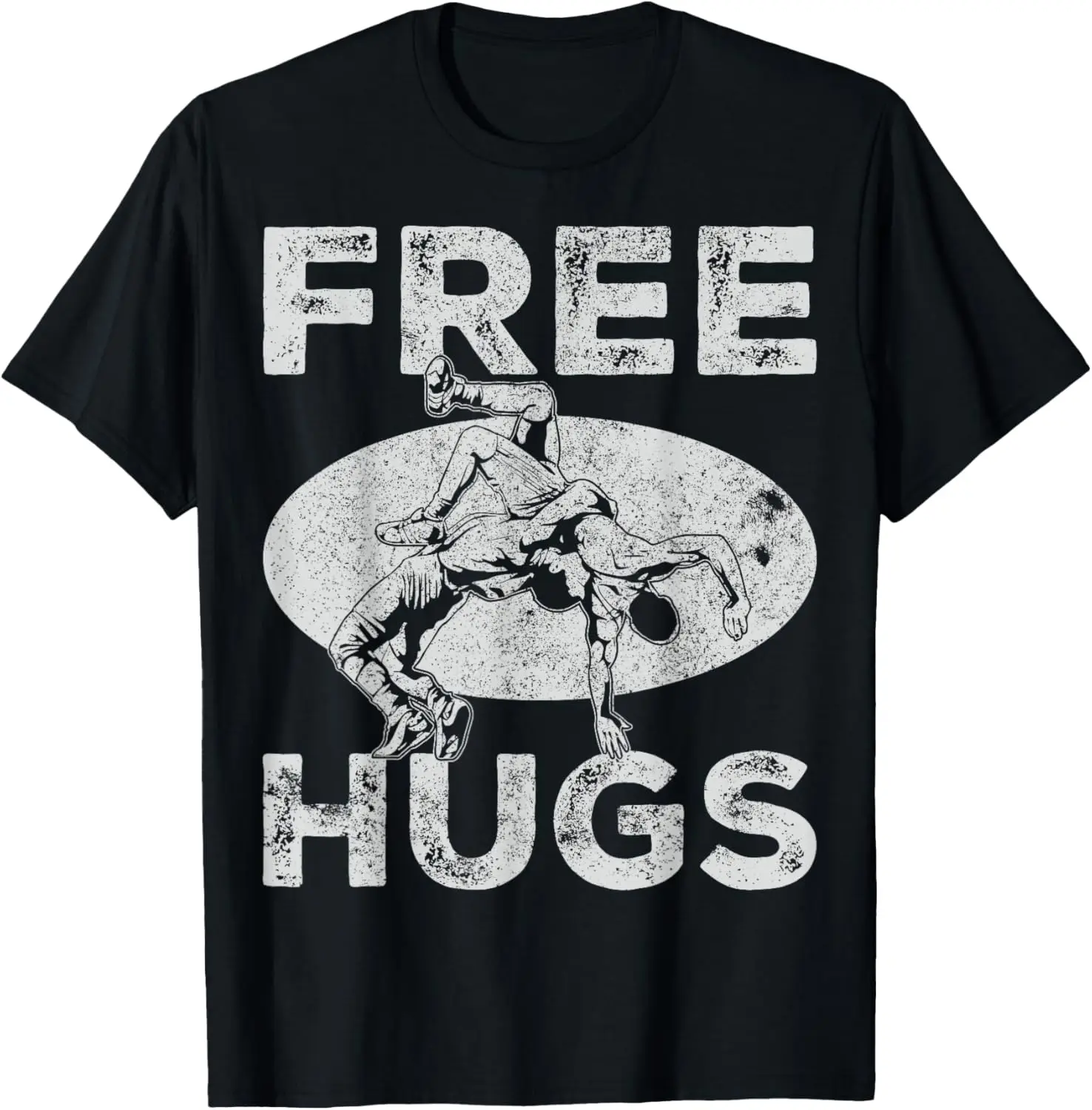 Retro Vintage Wrestling Funny Free Hugs Wrestling T-Shirt